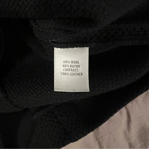 St. John Black Mini Dress with Leather Accents - Picture 3 of 5